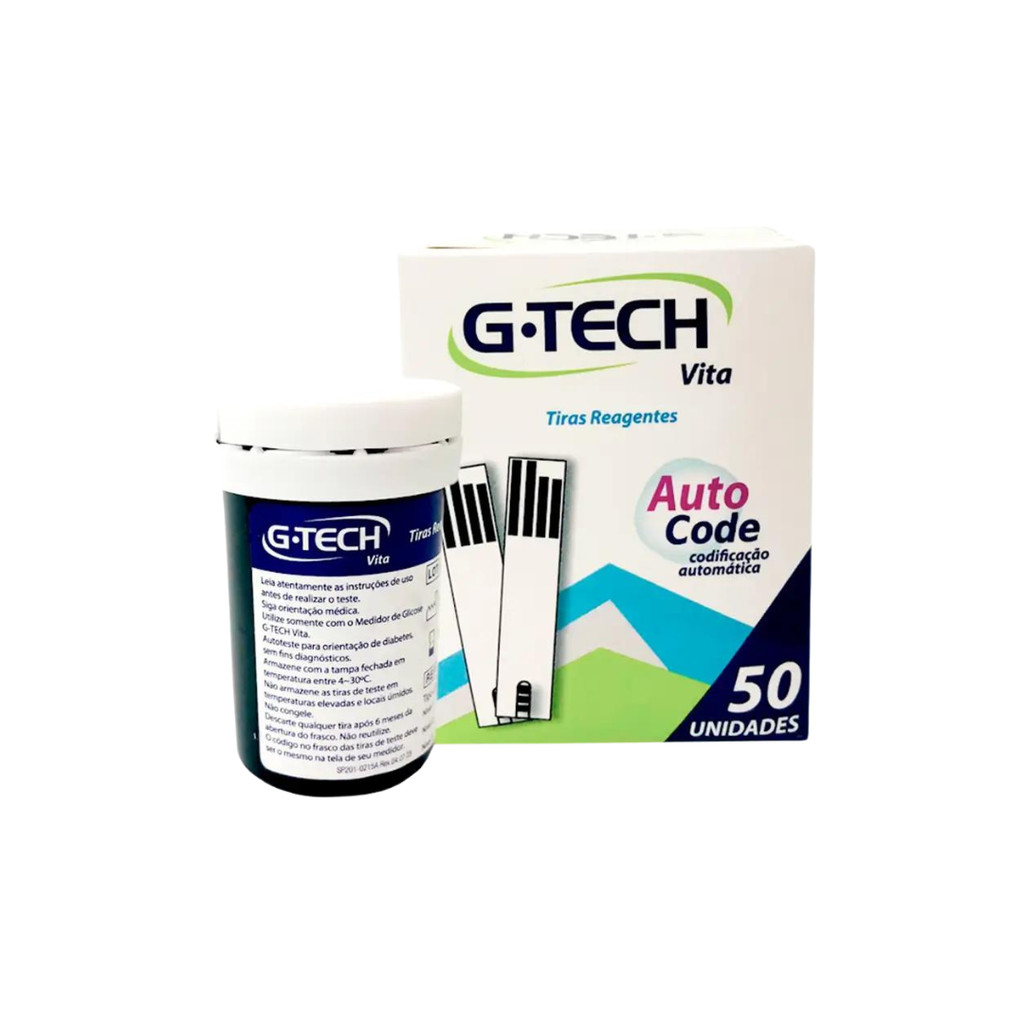 Fita para Teste de Glicose G-Tech Auto Code Vita 50 Unidades