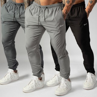 Kit 3 Calças Jogger Masculina de Tactel com Elastano para Treino Esportivo e Corrida