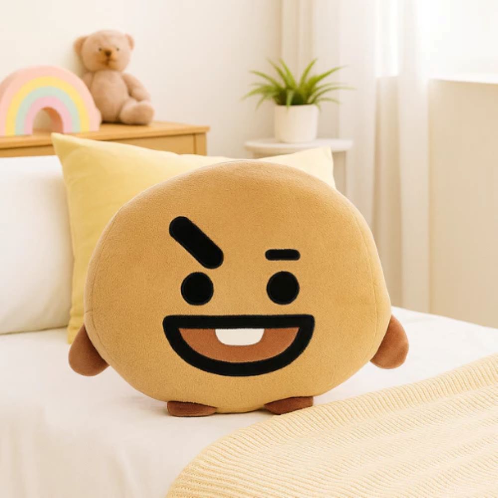 Manta Almofada Infantil Personagens BT21 Cinza Capa Manta Infantil Kpop