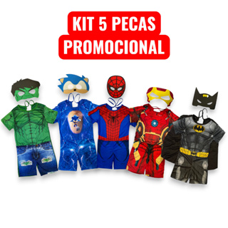 Kit 5 Fantasias Infantis Masculinas - Com Máscara Curta Para Festa e Brincadeira em Oferta na Shopee