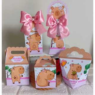 Kit Caixas Capivara - Personalizada com nome - Aniversário (PEGUE E MONTE) Lembrancinha