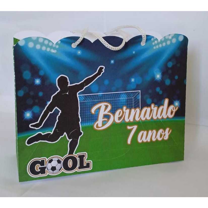 "Sacolinha Personalizada Futebol Lembrancinha Aniversário Festa Infantil 18,5x14