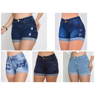 Kit 5 Shorts Feminino com elastano bermuda lycra barra karol Jeans em Oferta na Shopee