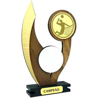 Kit 06 Troféus VOLEIBOL para personalizar – Design Moderno em Madeira e Acrílico em Oferta na Shopee