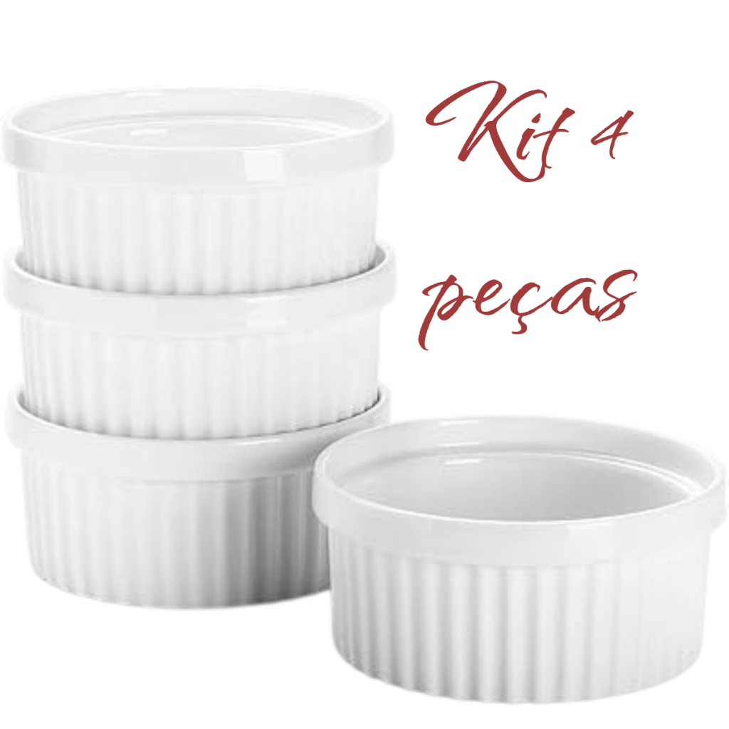 KIT 4 PEÇAS BOWLS RAMEKINS MINI TIGELAS  EM PORCELANA