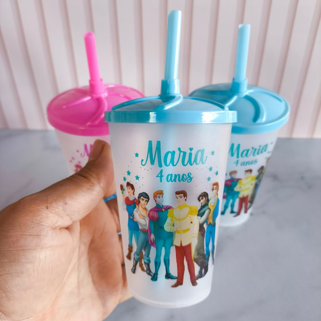 Copo Personalizado Princesas  Lembrancinha de Aniversário Ecológico