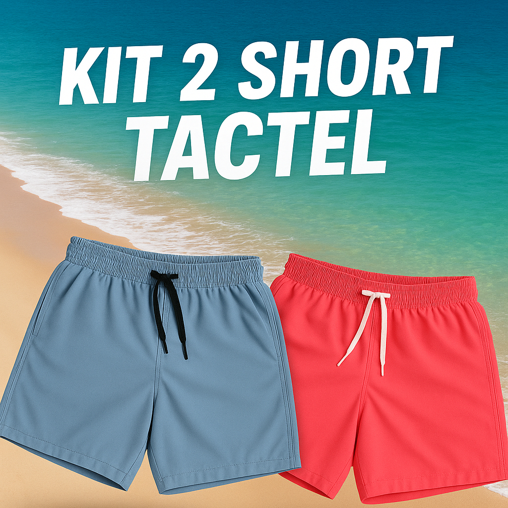 Kit 2 Shorts Praia Masculino Secagem Rápida Liso Básico Moda Verão Piscina Surf