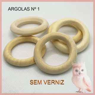 Argola de Madeira 5 cm - Natural Sem Verniz Nº 1 - Pct. c/ 5 unidades em Oferta na Shopee
