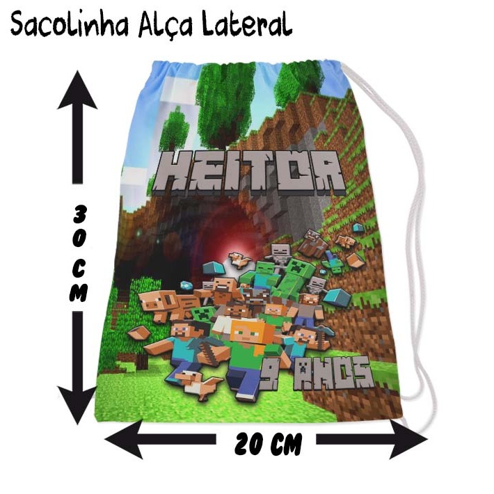 Kit Mochilinha Sacolinha Mochila Saco Sacochila Saquinho Lembrancinha Brinde Aniversario Personalizadas MineCraft