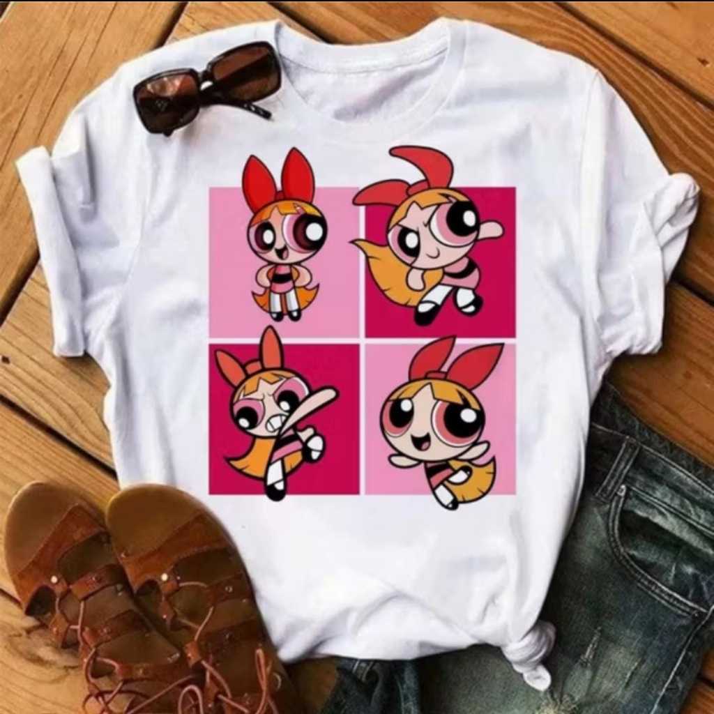Tshirt Blusa feminina Meninas Super Poderosas, BRANCA -  LINDINHA, DOCINHO, FLORZINHA, CAMISETA DESENHO ANIMADO