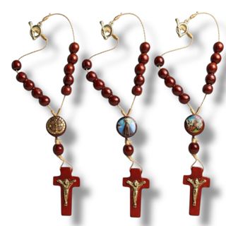 Terço De Carro Em Madeira Nossa Senhora Aparecida Com Fecho em Oferta na Shopee