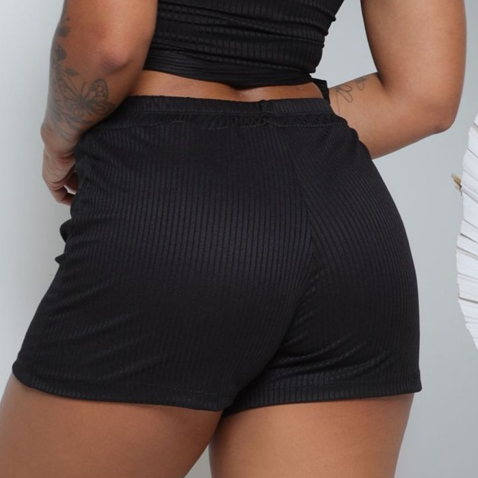 Kit 3 Shorts Canelado Feminino com Elástico