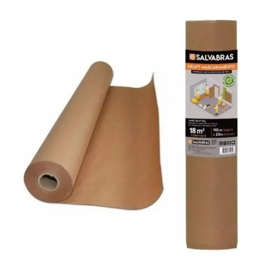 Papel Kraft Para Mascaramento 90cm x 20m Proteção em Pintura Salvabras em Oferta na Shopee