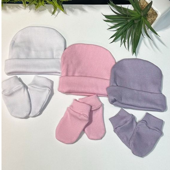 Kit 3 Touca de Bebê RN 3 Toucas + 3 Pares Luva RecémNascido Maternidade Enxoval Baby Algodão Premium em Oferta na Shopee