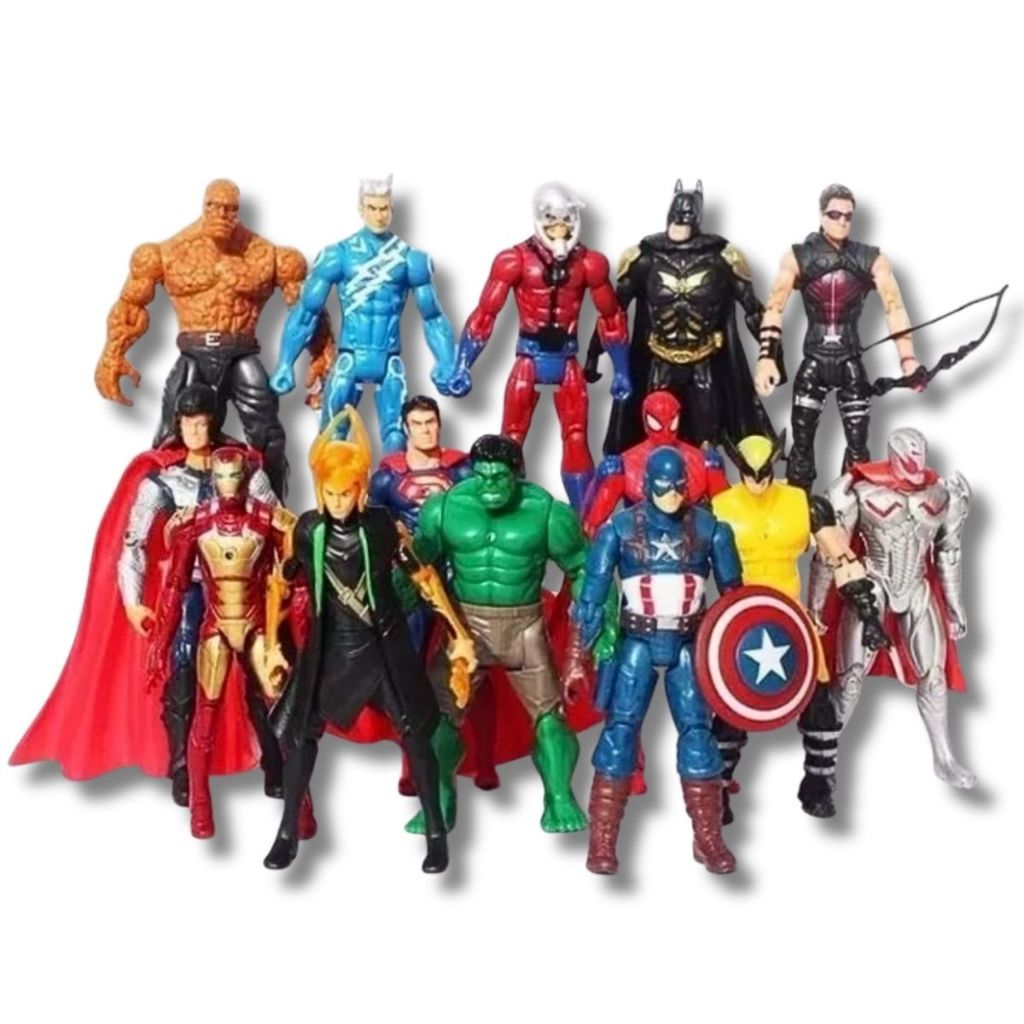 Boneco Vingadores Heróis Aventureiros Articulado - Homem Aranha - Hulk | Super Homem | Batman | Capitão America