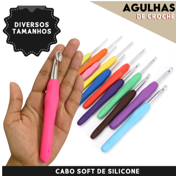 Agulha Soft Para Crochê Com Cabos Emborrachados - Ideal Para Artesanato e Amigurumi - MN