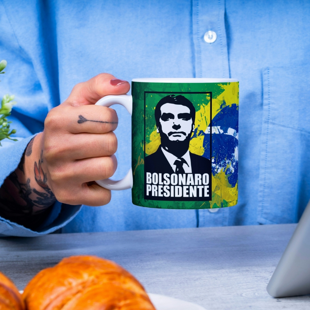 Caneca Bolsonaro Presidente - Meme Direita - Meu Partido É O Brasil - Porcelana Premium - Presente Bolsonarista