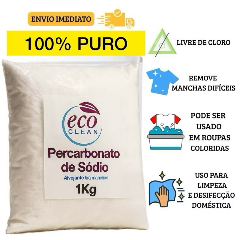 Percarbonato 100% Puro para limpeza em geral, clareador de roupas Alto poder de Limpeza ALVEJANTE em Oferta na Shopee