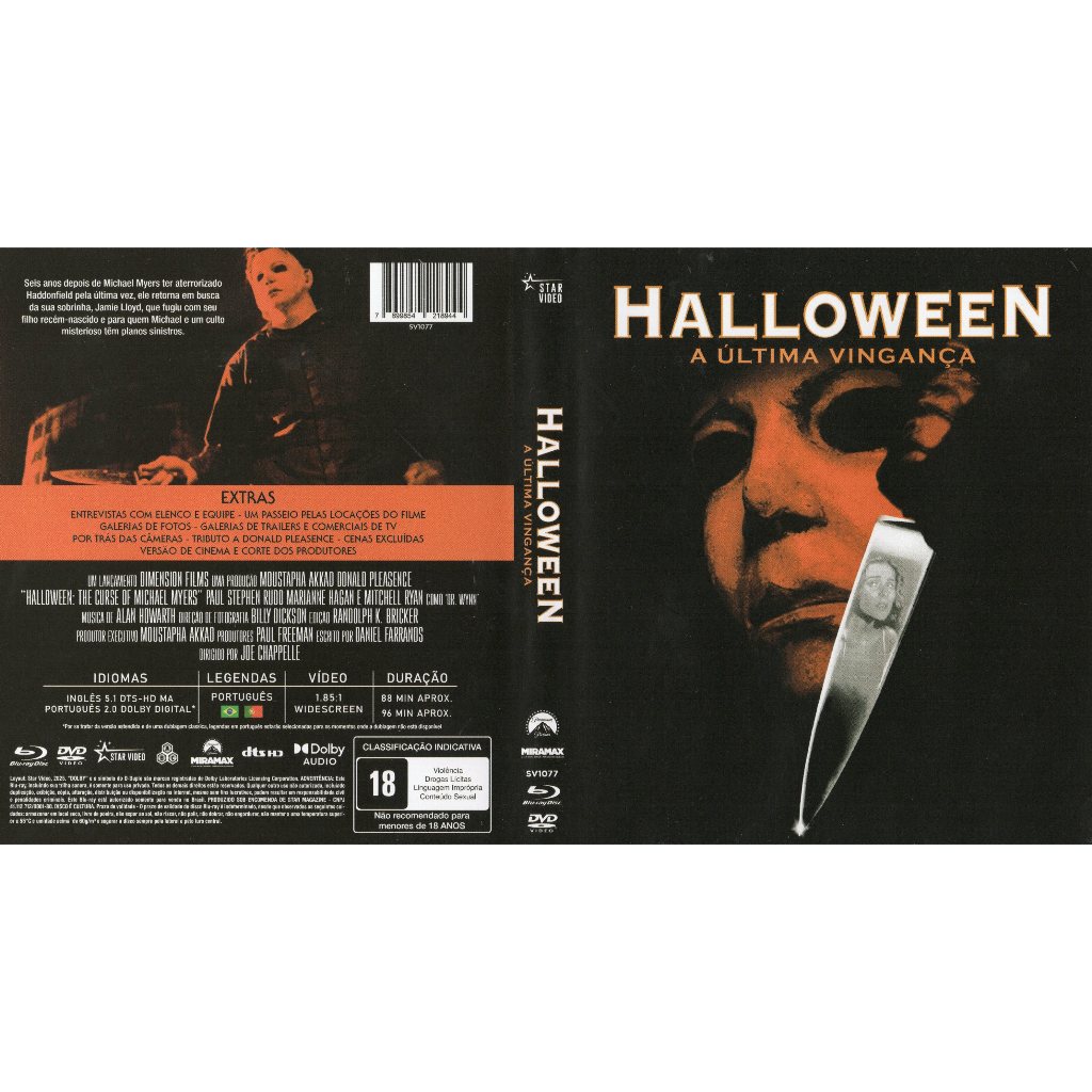 Bluray Halloween 6 + DVD de Extras
