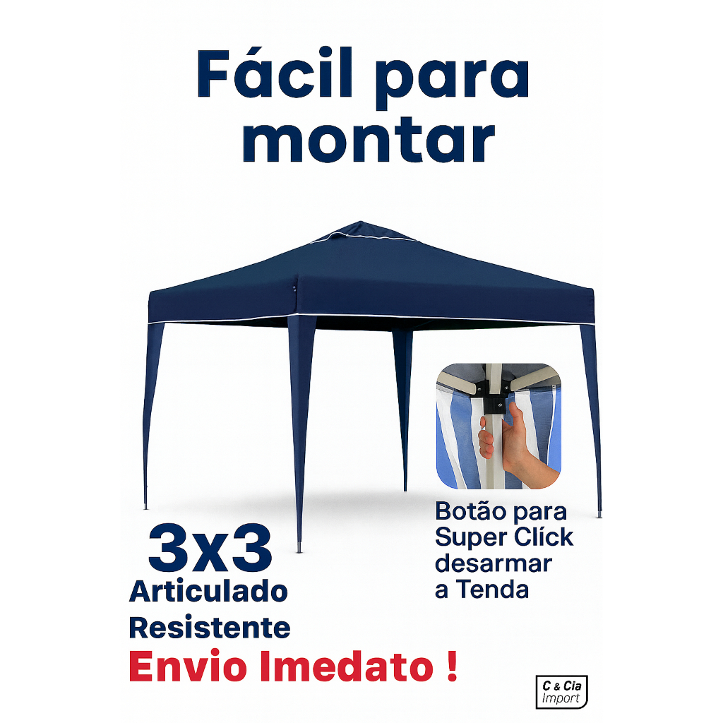 Tenda Gazebo 3x3 Oxford Articulado Sanfonado Reforçada Dobrável Praia Eventos Azul em Oferta na Shopee