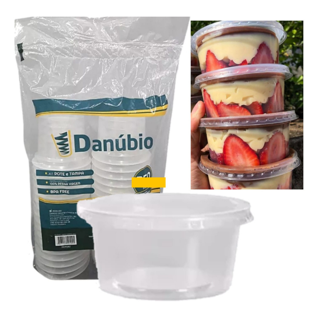 POTE REDONDO 200ML P/ BOLOS CALDOS MARMITAS FIT DANUBIO