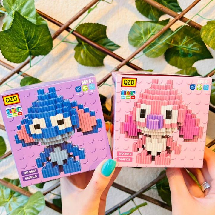 Kit Casal Bloco de Montar Stitch e Angel Mini Peças Blocos De Montar Brinquedos Diversão Bricks