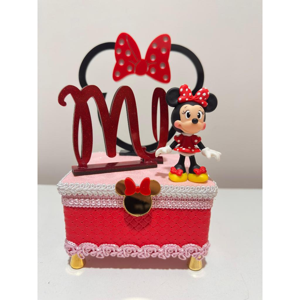 Caixa Cenário Acrílico Luxo Minnie Lembrancinha Personalizados Lembrança Aniversário Infantil