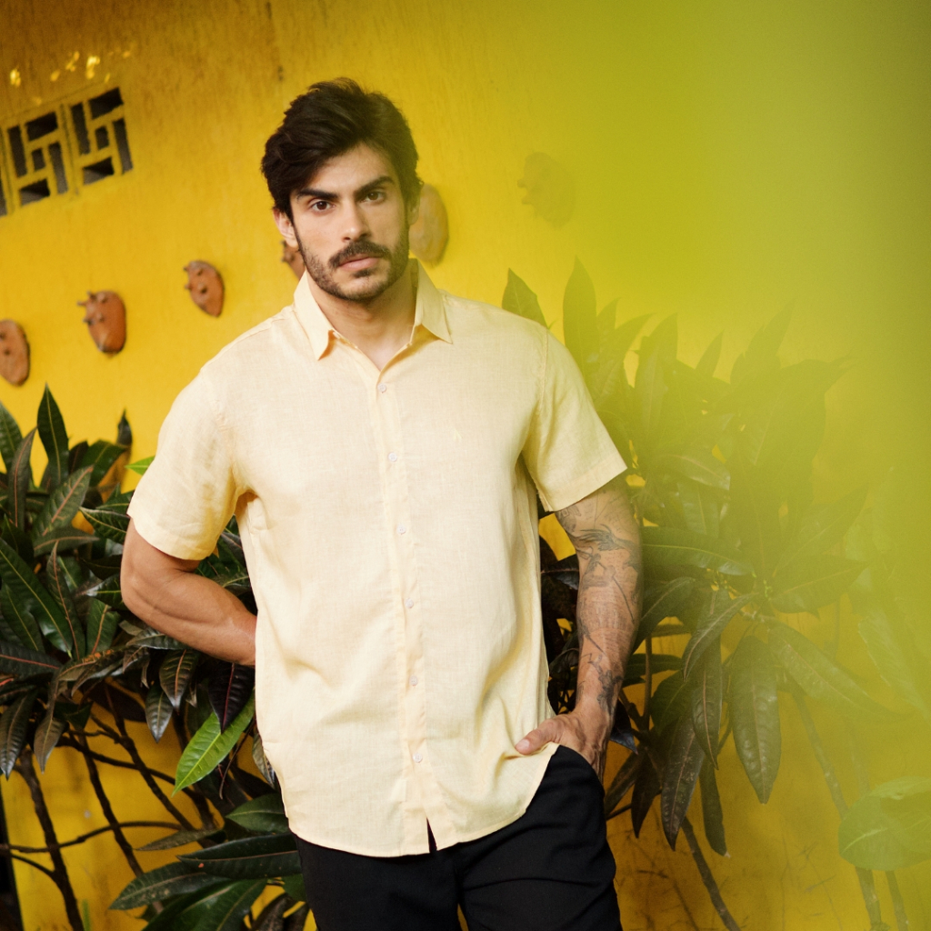 Camisa Social Masculina Manga Curta linho leve de botao Slim Fit premium luxo