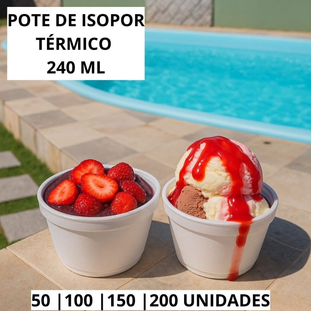 Pote Isopor Térmico Descartável 240ml Versátil Cuia Cumbuca Para Açaí Sorvete Caldo Ultratherm