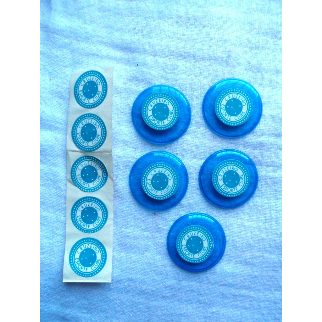 LOTE COM 05 UNIDADES - FUTEBOL DE BOTÃO ANOS 1970/1980 - CRUZEIRO E C - MODELO PLASTICO CRISTAL AZUL