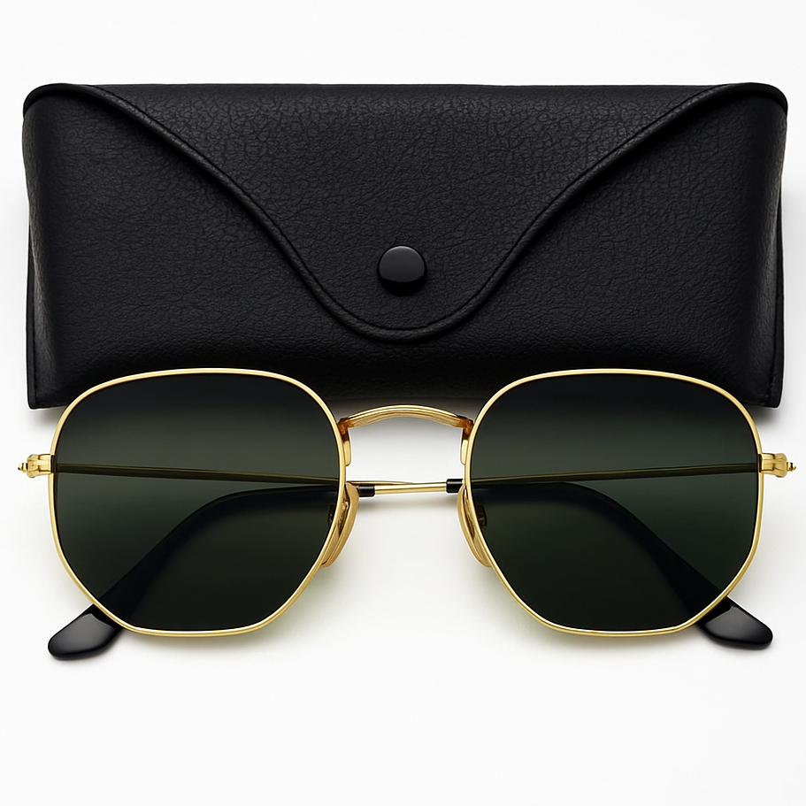 Óculos de Sol Hexagonal Feminino e Masculino | Estilo Retrô com Proteção UV400 em Oferta na Shopee