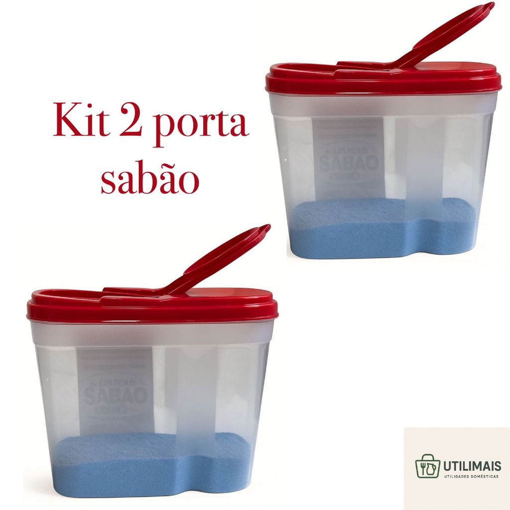 1 ou 2  PORTA SABÃO EM PÓ 1KG - VERMELHO - AZUL - BRANCO