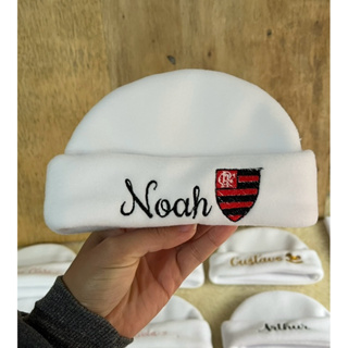 TOUCA RN PERSONALIZADA NOME E TIME PARA SAÍDA MATERNIDADE em Oferta na Shopee