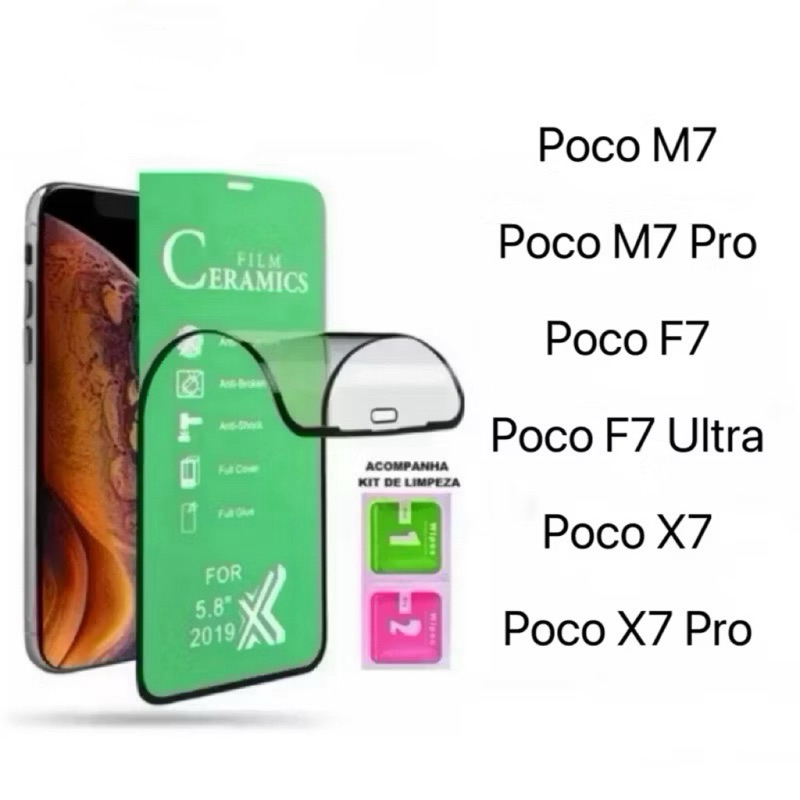 Película Cerâmica 9D 3D Gel Hidrogel Flexíve Para Redmi Poco M7 Pro F7 Ultra X7 Pro X8 Pro X8 Promax