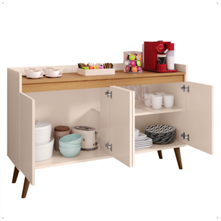 *Aparador Buffet Retrô Sala Hal De Entrada Cantinho Do Café Prateleira Interna Organizador 4 Portas em Oferta na Shopee
