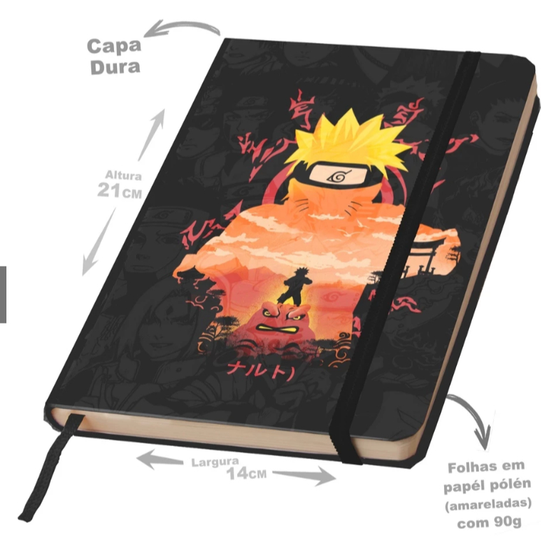 Caderno Moleskine Naruto Shippuden – Ninja, Anime, Otaku, Anotações e Desenhos