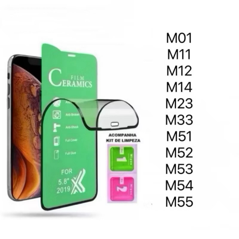 Película Cerâmica 9D 3D Gel Hidrogel Flexíve Para Samsung Galaxy M01 M11 M12 M14 M23 M33 M51 M52 M53 M54 M55