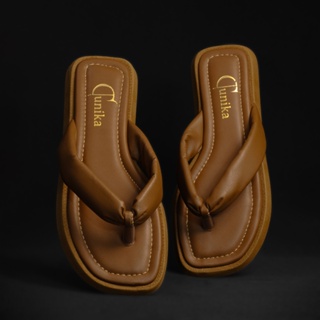 Chinelo Rasteirinha Feminina Tunika | Papete Flat Conforto 2cm – Couro Sintético Macio em Oferta na Shopee