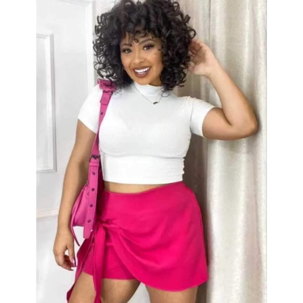 Short Saia Plus Size para o Verão – Estilo Casual Elegante com Amarração Lateral