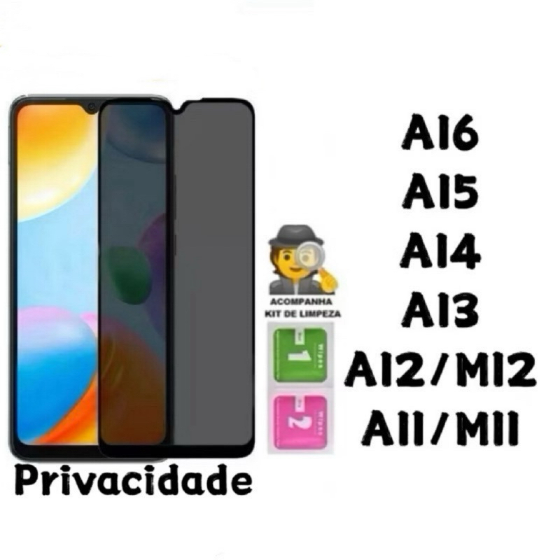 Película de vidro 3D Privacidade Anti Spy Para Samsung A16 A15 A14 A13 A12 M12 A11 M11