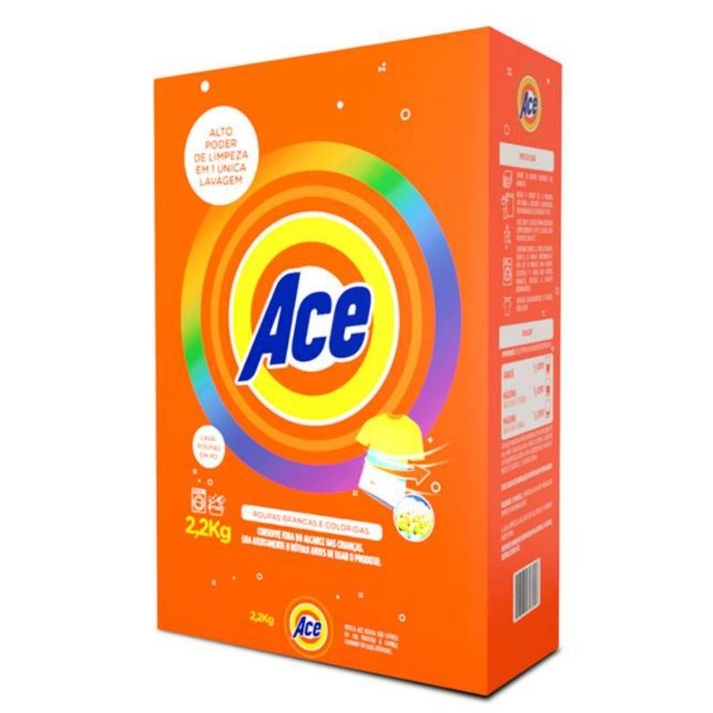 Ace 2,2kg – Lava Roupas Sabão em Pó Roupas limpas, cheirosas e sem manchas O poder contra sujeira que sua rotina precisa em Oferta na Shopee