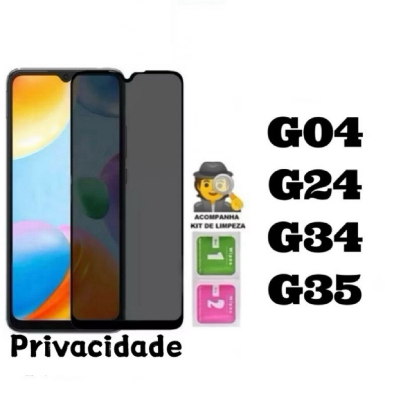 Película de vidro 3D Privacidade Anti Spy Para Motorola G04 G24 G34 G35 G15 G05 em Oferta na Shopee