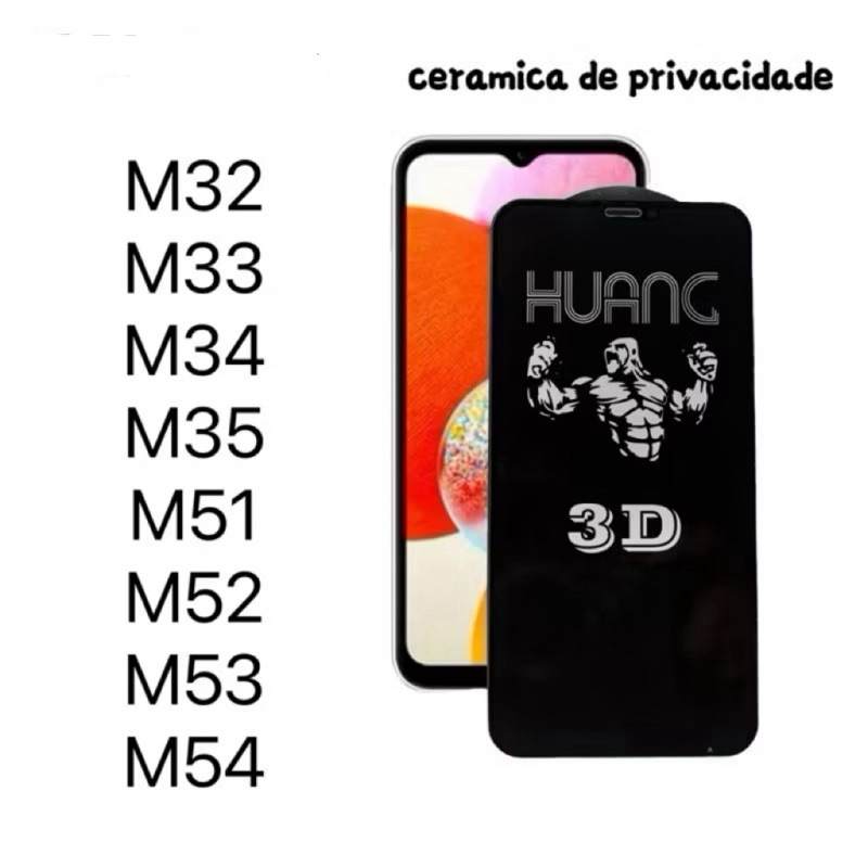 Película 9D Ceramica Privacidade Anti Spy para Samsung M32 M33 M34 M35 M51 M52 M53 M54 em Oferta na Shopee