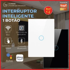 Interruptor Inteligente de Toque Wifi Com 1 Botão Controle por Aplicativo Alexa Tuya e Google