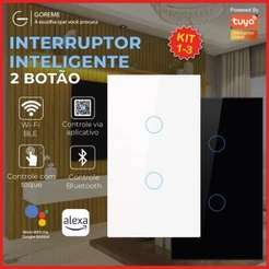 Interruptor Inteligente de Toque Wifi Com 2 Botões Controle por Aplicativo Alexa Tuya e Google