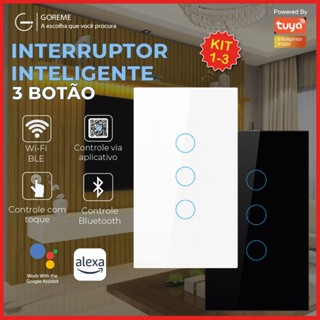 Interruptor Inteligente de Toque Wifi Com 3 Botões Controle por Aplicativo Alexa Tuya e Google em Oferta na Shopee