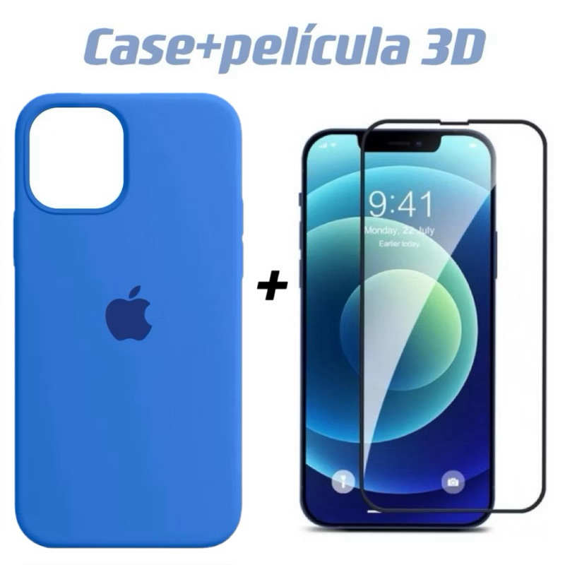 kit Capinha Case  Silicone Aveludada Colorida com Película 3D Para iPhone 13 13Pro 13Promax