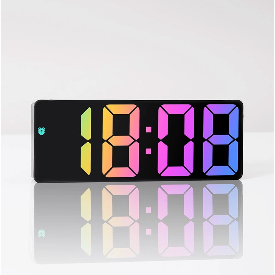 Relógio Digital LED De Tela Grande Colorido Com Tempo Mesa Data Com Despertador em Oferta na Shopee