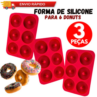 Kit Formas Donuts 6 Cavidades 26Cm De Rosquinhas De Silicone Resistente Aniversário Festa Arraial
