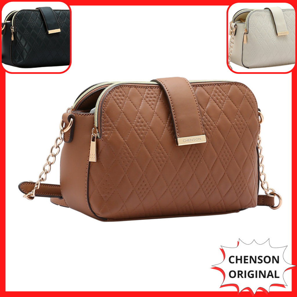 Bolsa Pequena de Festa Alça Corrente Dourada Couro Ajustável Chenson Original Nova Coleção 3485262